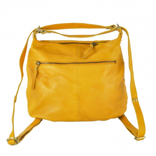 Bolso-mochila de piel con multicremallera CAITLYN 40x35x10 cm
