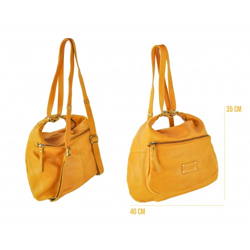Bolso-mochila de piel con multicremallera CAITLYN 40x35x10 cm