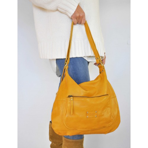 Bolso-mochila de piel con multicremallera CAITLYN 40x35x10 cm