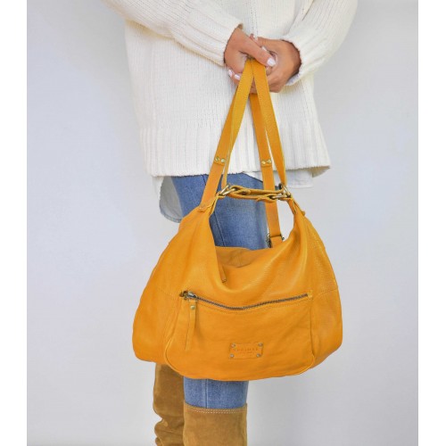 Bolso-mochila de piel con multicremallera CAITLYN 40x35x10 cm