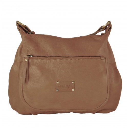 Bolso de piel con correa y multicremallera VIKTOR 39x29x8 cm