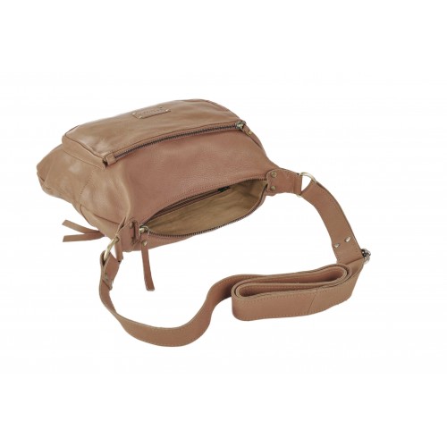 Bolso de piel con correa y multicremallera VIKTOR 39x29x8 cm