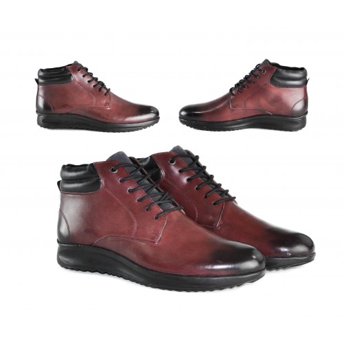 Botines de piel con degradado y cordones