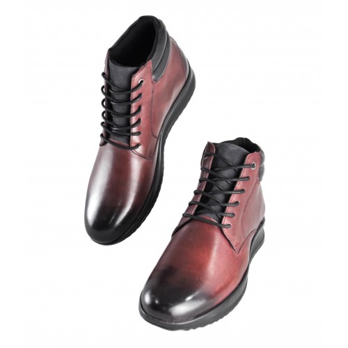 Botines de piel con degradado y cordones