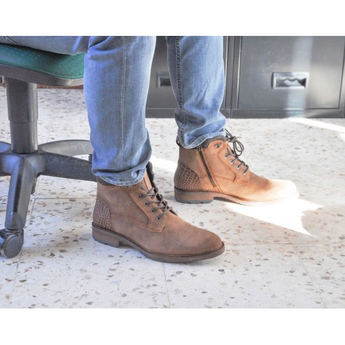 Botas combi de piel con cierre de cremallera