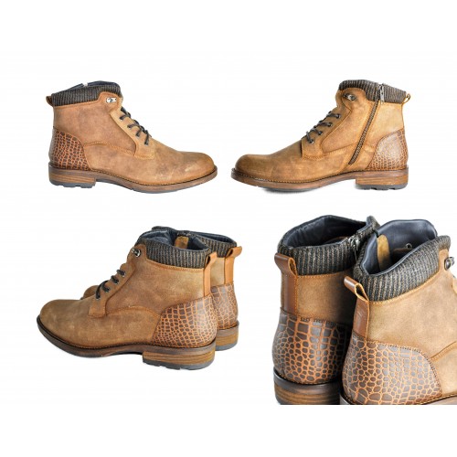 Botas combi de piel con cierre de cremallera