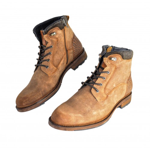 Botas combi de piel con cierre de cremallera