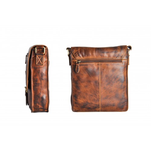 Bandolera de piel estilo vintage con cremalleras CHAPA Zerimar - 4