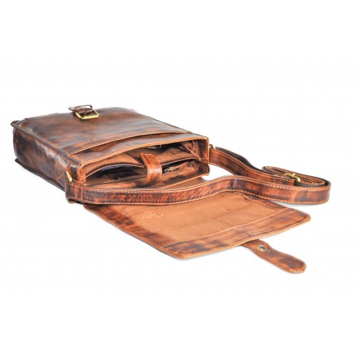 Bandolera de piel estilo vintage con cremalleras CHAPA Zerimar - 4