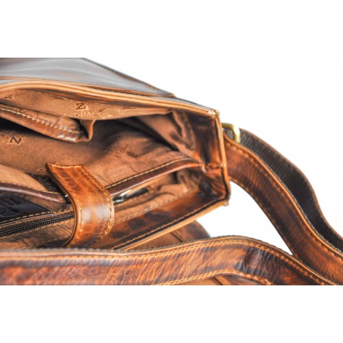 Bandolera de piel estilo vintage con cremalleras CHAPA Zerimar - 4