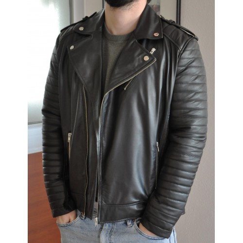 Chaqueta heavy de cuero con cremallera CAPSULA