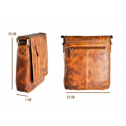 Bandolera de piel estilo vintage 26x22x7 cm NOCKA Zerimar - 6