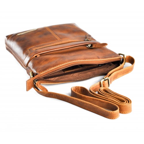 Bandolera de piel estilo vintage 26x22x4 cm NUEZ