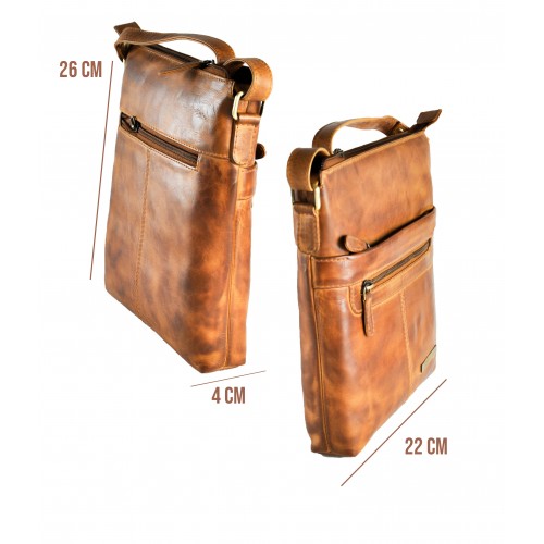 Bandolera de piel estilo vintage 26x22x4 cm NUEZ