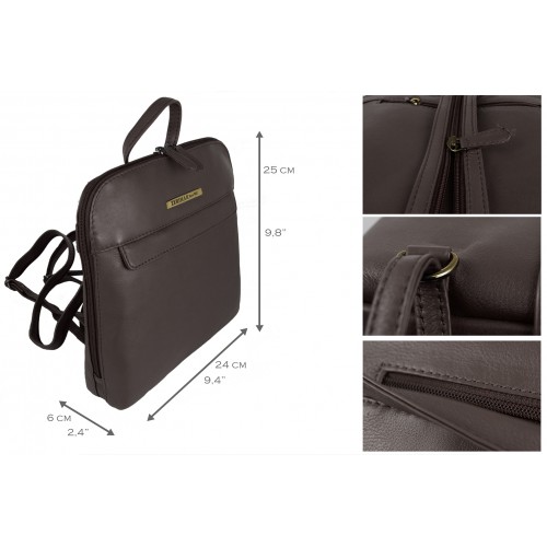 Mochila de piel natural de mujer estilo casual  25x24x6 cm