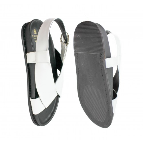 Sandalias planas de piel con hebilla modelo CRUZ