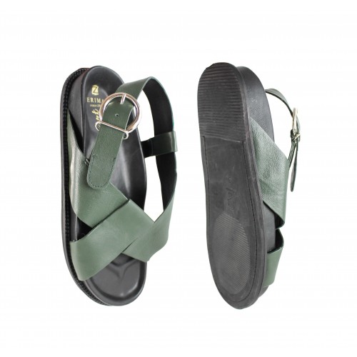 Sandalias planas de piel con hebilla modelo CRUZ