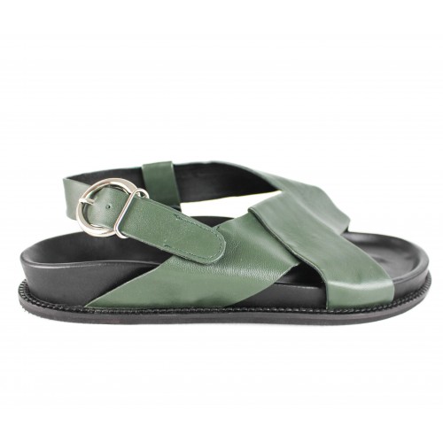 Sandalias planas de piel con hebilla modelo CRUZ