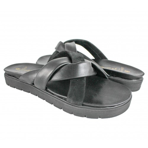 Sandalias planas de piel...