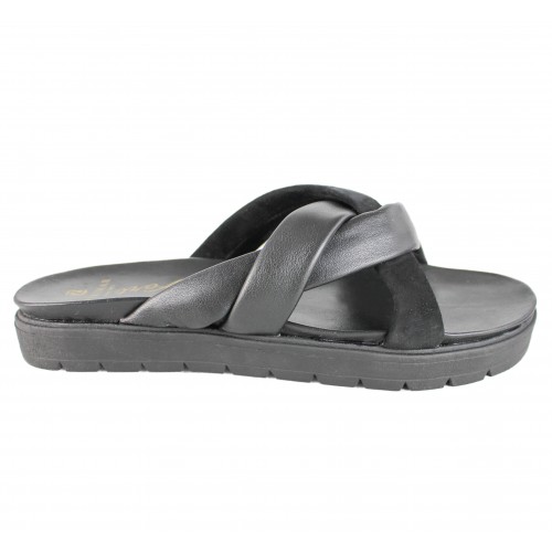 Sandalias planas de piel combi modelo TRIADA