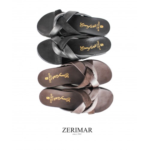 Sandalias planas de piel combi modelo TRIADA