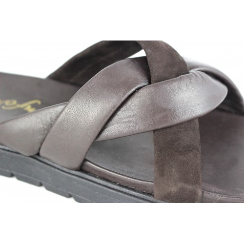 Sandalias planas de piel combi modelo TRIADA