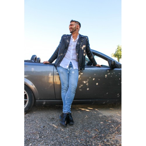 Chaqueta heavy de cuero con cremallera CAPSULA