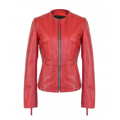 Chaqueta de piel con cremalleras modelo OPEN