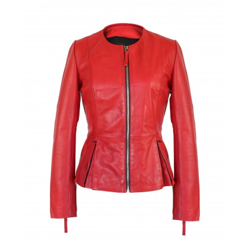 Chaqueta de piel con cremalleras modelo OPEN