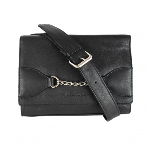 Bolso bandolera de piel detalle cadena 23x5x17 cm