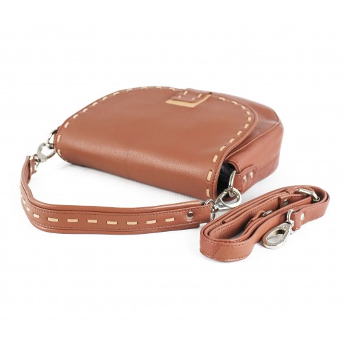 Bolso de piel detalle beige con doble asa 23x6x23 cm