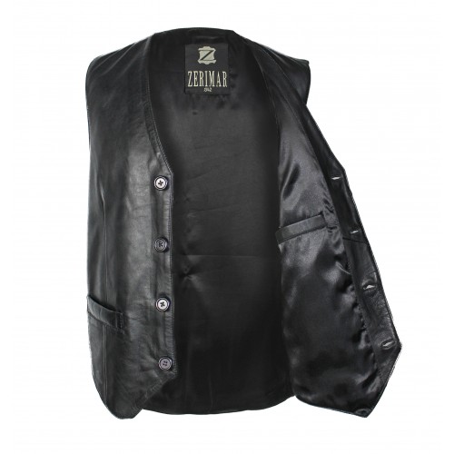 Chaleco de piel abotonado estilo elegante