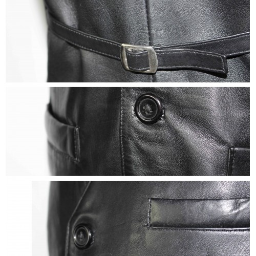 Chaleco de piel abotonado estilo elegante