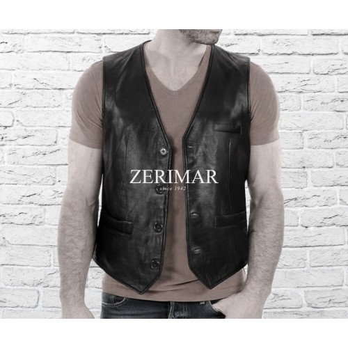 Chaleco de piel abotonado estilo elegante