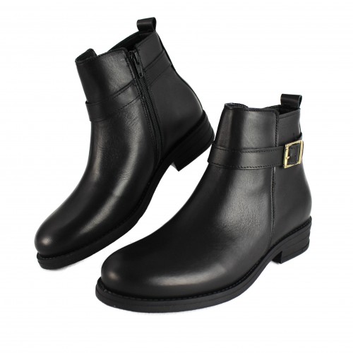 Botines de piel con hebilla y cremallera modelo TENGA