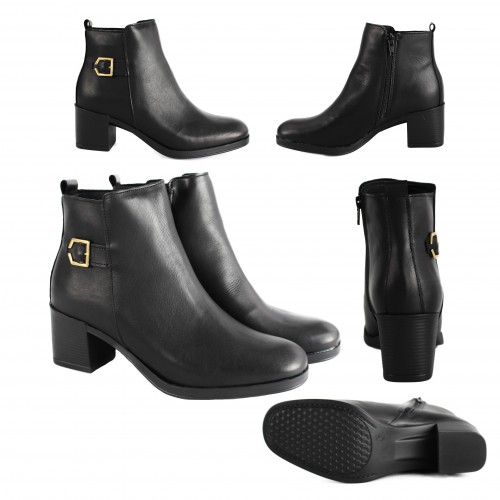 Botines de piel con tacon y cremallera modelo HIGHES