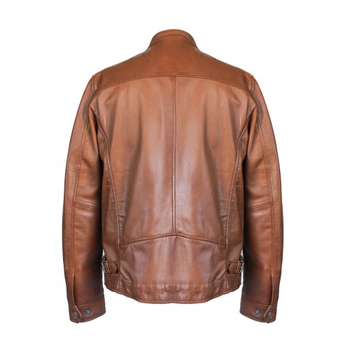 Chaqueta de piel con detalle blanco CORDOBA