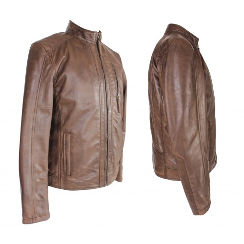 Chaqueta de piel con cremallera ROCHA