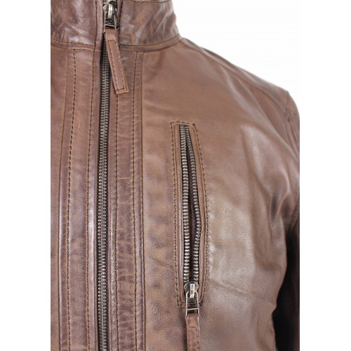 Chaqueta de piel con cremallera ROCHA