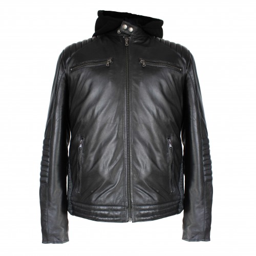 Chaqueta de piel con capucha desmontable BANDO