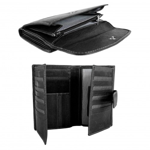 Cartera de piel multiespacio puntitos 17x12 cm