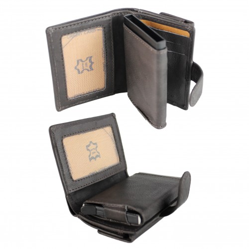 Cartera de piel con protección RFID para tarjetas 10x8x3 cm