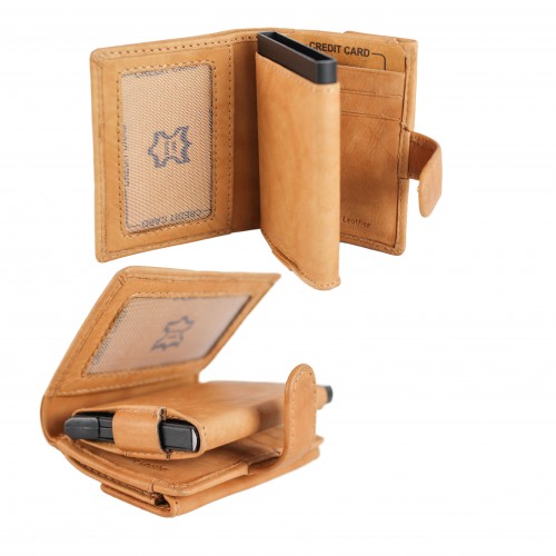 Cartera de piel con protección RFID para tarjetas 10x8x3 cm