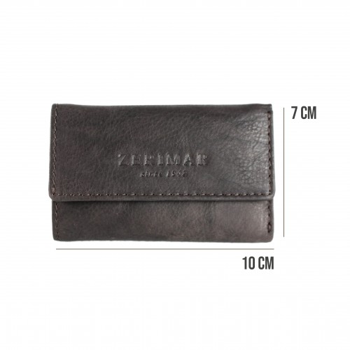 Porta llaves de piel con bolsillo de cremallera 10x7 cm