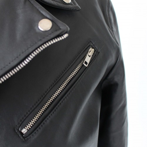 Chaqueta heavy de piel con cremallera TAUMO