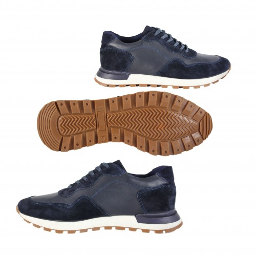 Sneakers de piel combi con detalle relieve