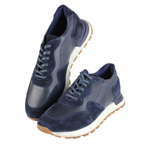 Sneakers de piel combi con detalle relieve