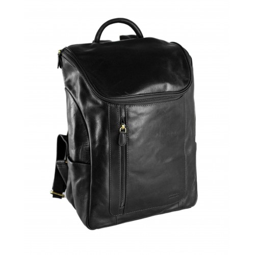 Mochila de piel grabada estilo vintage con cierre de cremallera