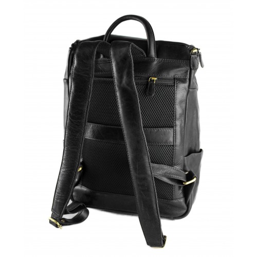 Mochila de piel grabada estilo vintage con cierre de cremallera