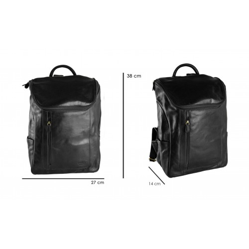 Mochila de piel grabada estilo vintage con cierre de cremallera